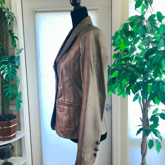 B by Bernardo metallic Bronze leather jacket - Picture 4 of 6